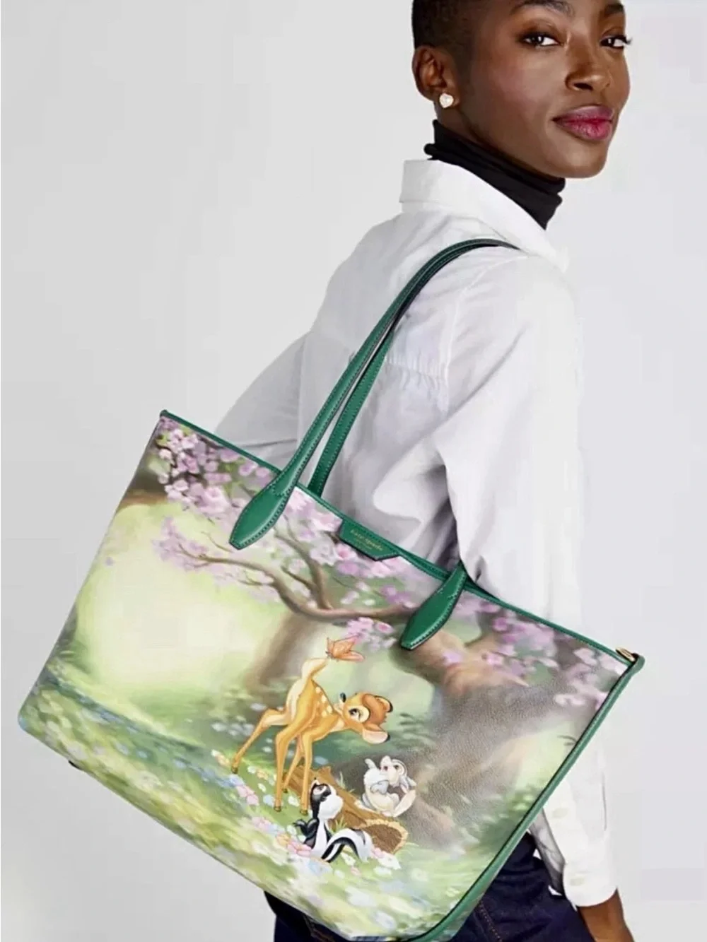 NEW Kate Spade X Disney Sutton Bambi Coated Canvas Shoulder Tote Handbag Purse